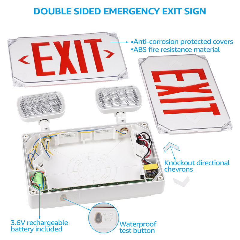 LEONLITE LED Exit Sign Weatherproof Battery Backup Emergency Light with